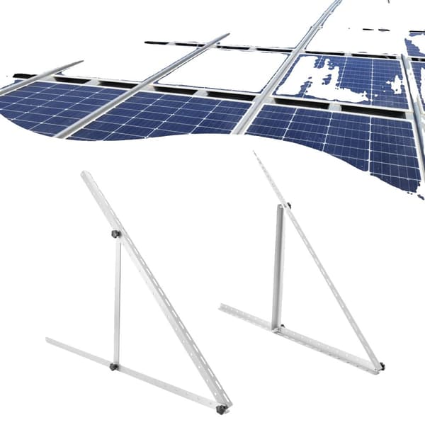 Justerbare solpanelbeslag, konstruktion i aluminiumlegering, 0-90° justerbar vinkel, egnet til 1m paneler.
