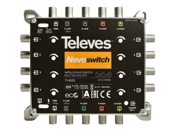 Televes Nevo switch 5x5x8, Ref.714503, för kaskad och stjärnnät