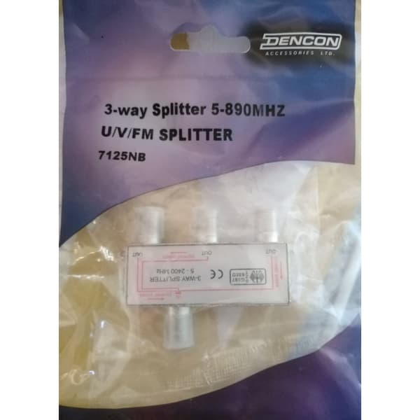 Dencon 3Way TV og satellit Splitter Grey One Size