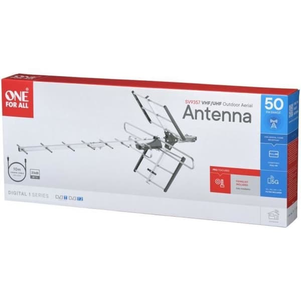 EN FÖR ALLA SV9357 - Utomhus-TV-antenn, Full HD, 4G-filter - Enkel installation - Grå