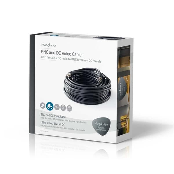 Nedis CCTV Security Cable | BNC / DC | 10.0 m | Rund | PVC | Sort | Gaveeske