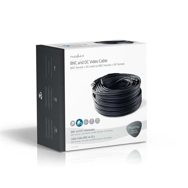 Nedis CCTV kaapeli | BNC / DC | 30.0 m | Pyöreä | PVC | Musta | Pakkaus