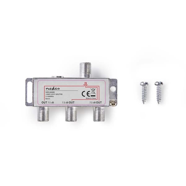 Nedis CATV Splitter | 5 - 1000 MHz | Tab af indsættelse: 6.8 dB | Antal output: 3 | 75 Ohm | Zinc Alloy