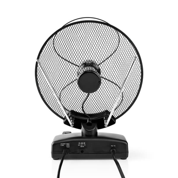 Nedis innendørs antenne | Aktiv | FM / UHF / VHF | Mottaksområde: 0-25 km | LTE700 | Forsterkning: 36 dB | Forsterkningskontroll | ABS | Sort