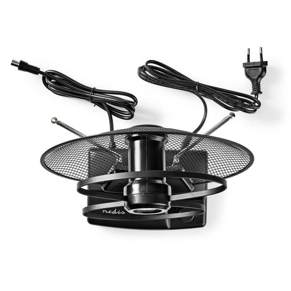 Nedis innendørs antenne | Aktiv | FM / UHF / VHF | Mottaksområde: 0-25 km | LTE700 | Forsterkning: 36 dB | Forsterkningskontroll | ABS | Sort