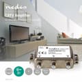 Pikkukuva 2 / 8: Nedis SAMP41120ME Catv vahvistin Max. 9 Db Vahvistus 85 - 1218 Mhz 2 lähtöä Paluukanava -4,5 Db 5 - 65 Mhz F