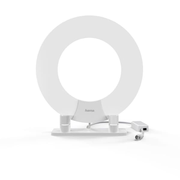Hama DVB-T/DVB-T2 indendørs antenne Performance 45 Ring design Aktiv hvid