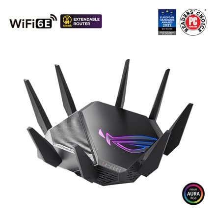 Wi-Fi 6 Tri-Band Gigabit Gaming Router | ROG GT-AXE11000 Rapture | 802.11ax | 1148+4804+4804 Mbit/s | 10/100/1000/2500 Mbit/s | Ethernet LAN (RJ-45) p Svart