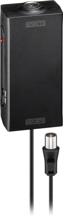 Goobay Ultraplatt aktiv Full HD DVB-T2 inomhusantenn, inkl. LTE/4G-filter med upp till 16 dBi förstärkning för svag mottagningssignal
