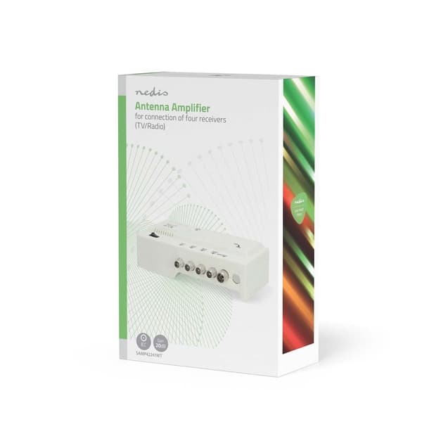 Nedis CATV forstærker | Forstærkning: 20 dB | 47 - 862 MHz | Antal output: 4 | Få kontrol | Hvid
