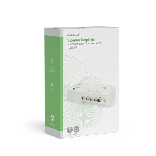 Nedis CATV forstærker | Forstærkning: 20 dB | 47 - 862 MHz | Antal output: 4 | Få kontrol | Hvid