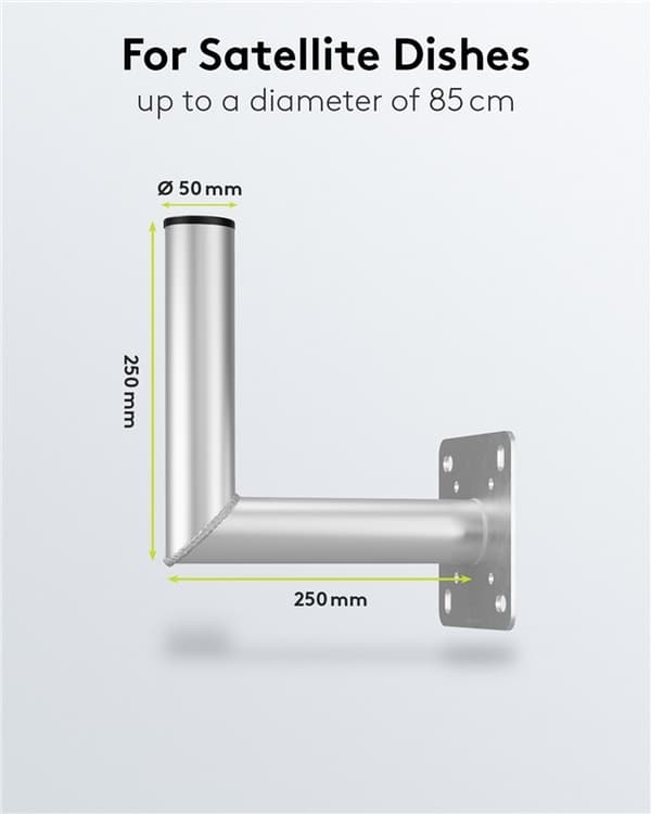 Goobay Veggbrakett i aluminium for parabolantenne, avstand til vegg 250 mm Veggbrakett av høy kvalitet for parabolantenne laget av rustfritt og værbes