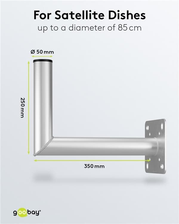 Goobay Veggfeste for parabolantenne i aluminium, avstand til vegg 350 mm Veggfeste for parabolantenne i rustfritt og værbestandig aluminium av høy kva