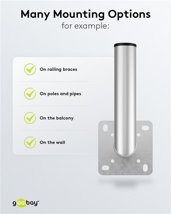 Goobay Veggfeste for parabolantenne i aluminium, avstand til vegg 350 mm Veggfeste for parabolantenne i rustfritt og værbestandig aluminium av høy kva