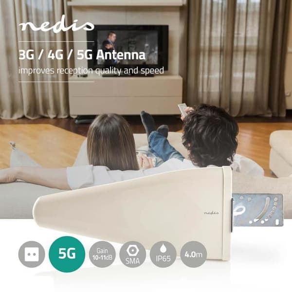 5G / 4G / 3G-antenn - NEDIS - ANOR5G10WT - Inomhus/utomhus - Förstärkning 11 dB - Vit