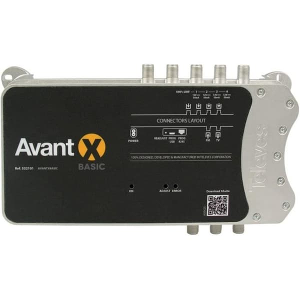 Front X Basic Programmerbar Central Med Port Fm Och 4 Uhf Med Bil LTE 532101 Från Televes