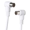 Miniatyrbild 3 av 4: TV Coaxialkabel 9.52mm Böjd Hane/Hona 2m med Hane/Hane Power Adapter Vit