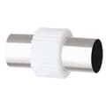 Miniatyrbild 4 av 4: TV Coaxialkabel 9.52mm Böjd Hane/Hona 2m med Hane/Hane Power Adapter Vit