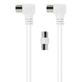 Miniatyrbild 1 av 4: TV Coaxialkabel 9.52mm Böjd Hane/Hona 2m med Hane/Hane Power Adapter Vit