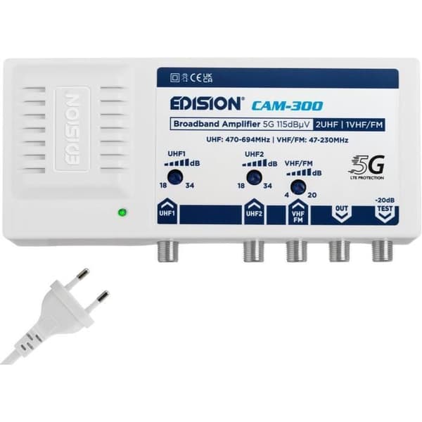 TV TNT antennförstärkare - EDISION - CAM-300 - Multiband - Justerbar - 5G LTE-filter