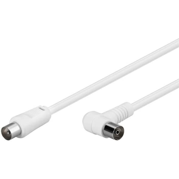 2,5 m vit antennkabel med rak/90° vinklad koaxialkontakt
