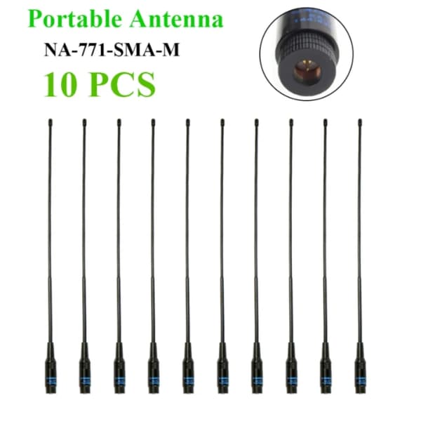 Bærbar antenne, dual bredbånd, 144/430MHz, SMA hanstik,10PCS-NA-771-SMA-M