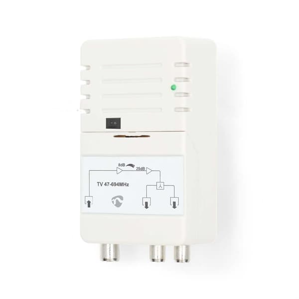 Nedis CATV forstærker | Forstærkning: 25 dB | 47 - 694 MHz | Antal output: 2 | Få kontrol | Hvid