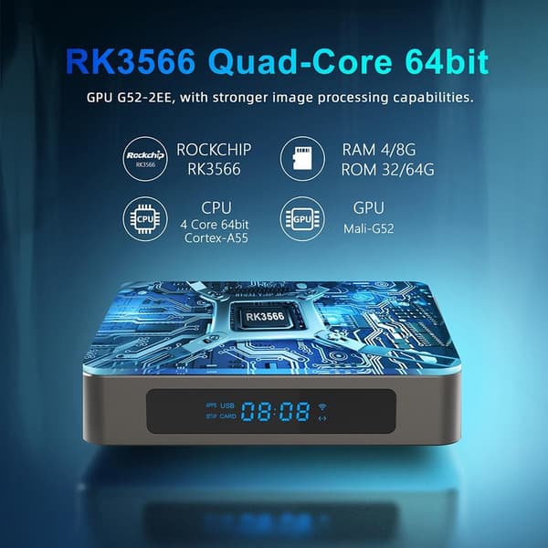 8K Full HD Mediaspelare x96 X6 KODI WiFi TVBox IPTV 11.0 Android