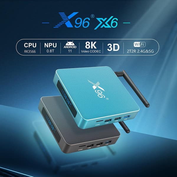 8K Full HD Mediaspelare x96 X6 KODI WiFi TVBox IPTV 11.0 Android