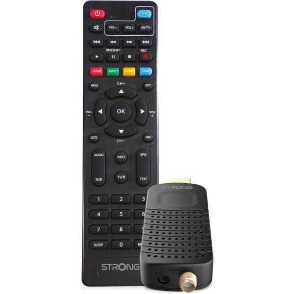 TV-dekoder Strong SRT 84 - HDMI-mottagare/DVB-T2-dekoder - Inspelningsfunktion - Kompatibel med standarder HEVC265 &amp; Dolby Audio - Gu Svart