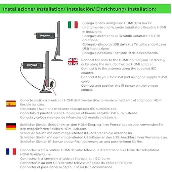 DVB-T2 HEVC Main 10 digital marksänd mottagare - DIGIQUEST - DecoderTerrestre - Svart - USB/HDMI