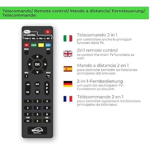 DVB-T2 HEVC Main 10 digital marksänd mottagare - DIGIQUEST - DecoderTerrestre - Svart - USB/HDMI