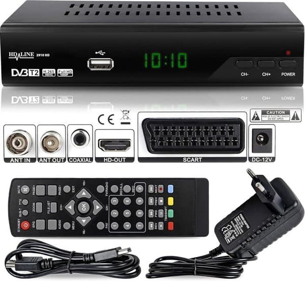 hd-line 2910 S DVB-T/T2 Dekoder TNT - Full HD [1920 x 1080] HDMI MPEG-4 AVC MPEG-2 MP 1080i 1080P
