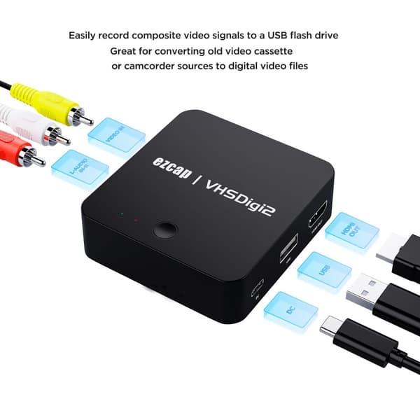 EZCAP181P Audio Video recording Box VHS VCR DVD converter to mp4