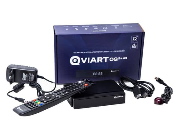 Qviart OG2S 4K Satellitmottagare Linux TV Över IP Stalker UHD 2160p Definiera OS E2 Multiroom, Xtream, Youtube, Anpassningsbar