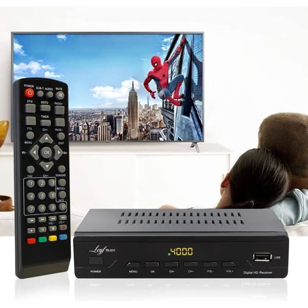 LEYF PA-2211 DVB-T2-mottagare, Full HD 1080p, Gratis kanaler, DVB T2, DVB-T-tuner