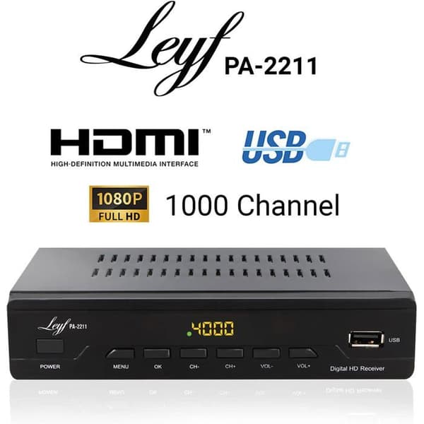 LEYF PA-2211 DVB-T2-mottagare, Full HD 1080p, Gratis kanaler, DVB T2, DVB-T-tuner