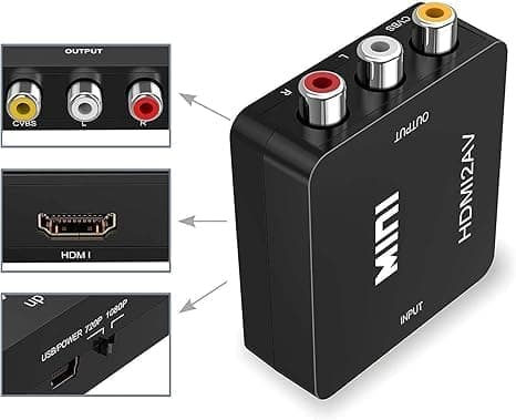 HDMI till RCA AV Converter / Adapter – 1080P HDMI till 3RCA Komposit Video & Ljud för TV, PS3, VHS, DVD, PC