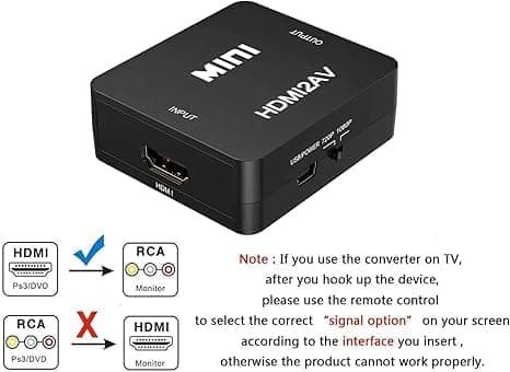 HDMI till RCA AV Converter / Adapter – 1080P HDMI till 3RCA Komposit Video & Ljud för TV, PS3, VHS, DVD, PC