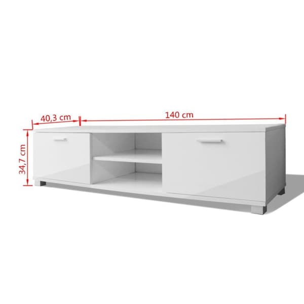 vidaXL Tv-bänk högglans vit 140x40,5x35 cm