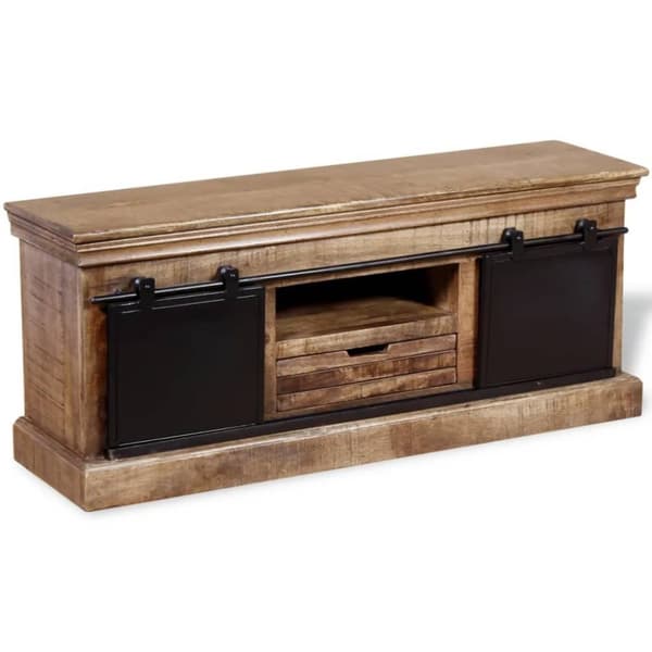vidaXL tv-bord med 2 skydedøre i massivt mangotræ 110 x 30 x 45 cm