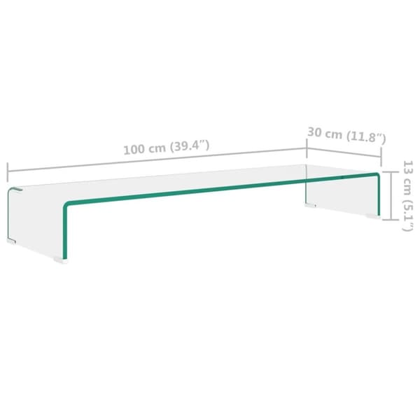 vidaXL TV-stander/monitorstand klart glas 100x30x13 cm