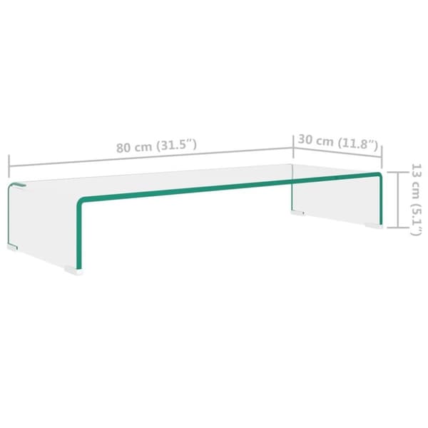 vidaXL TV-bord/monitorstand i klart glas 80x30x13 cm