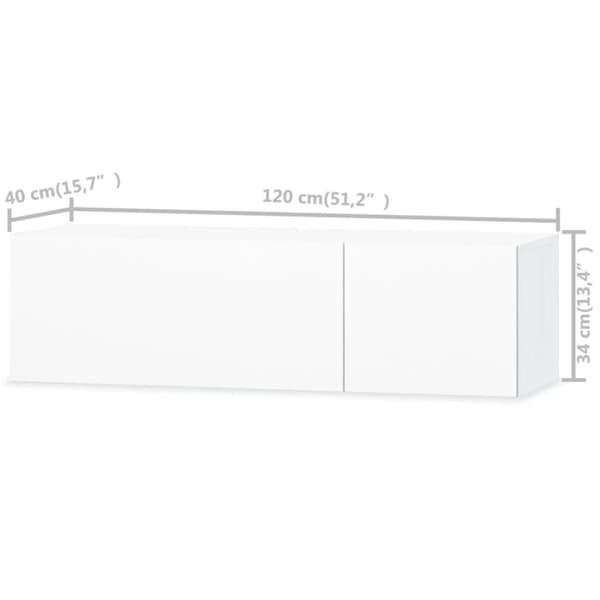 vidaXL TV-möbel spånskiva 120x40x34 cm vit högglans