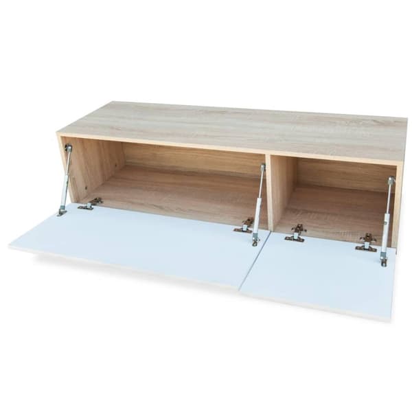 vidaXL tv-bord 120x40x34 cm konstrueret træ hvid højglans og egetræ