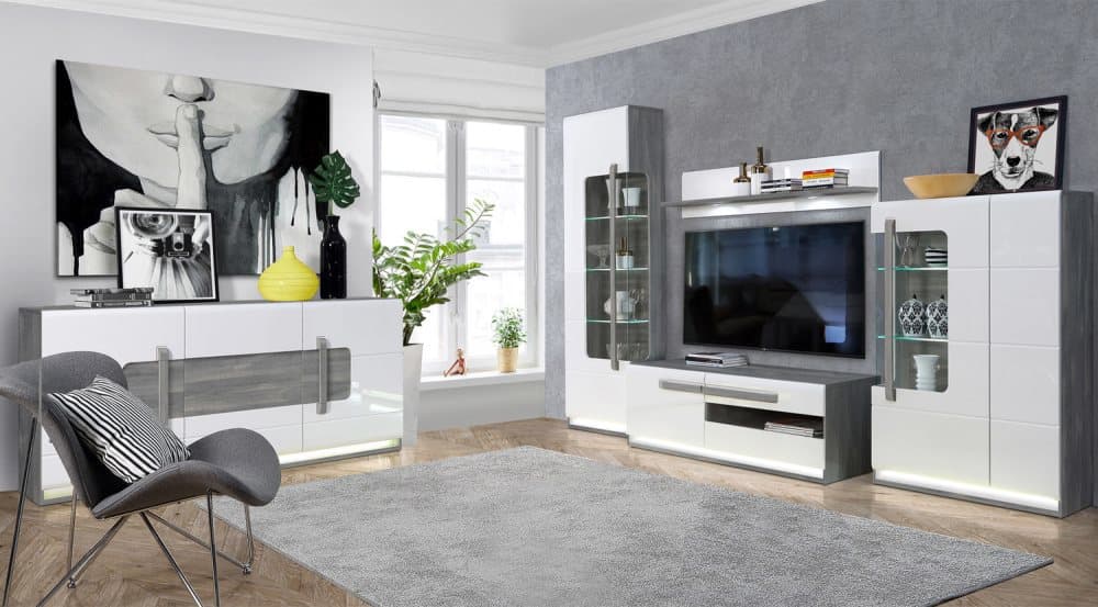 ATTEON 310 TV-MÖBELSET NEW GRÅ MED LED