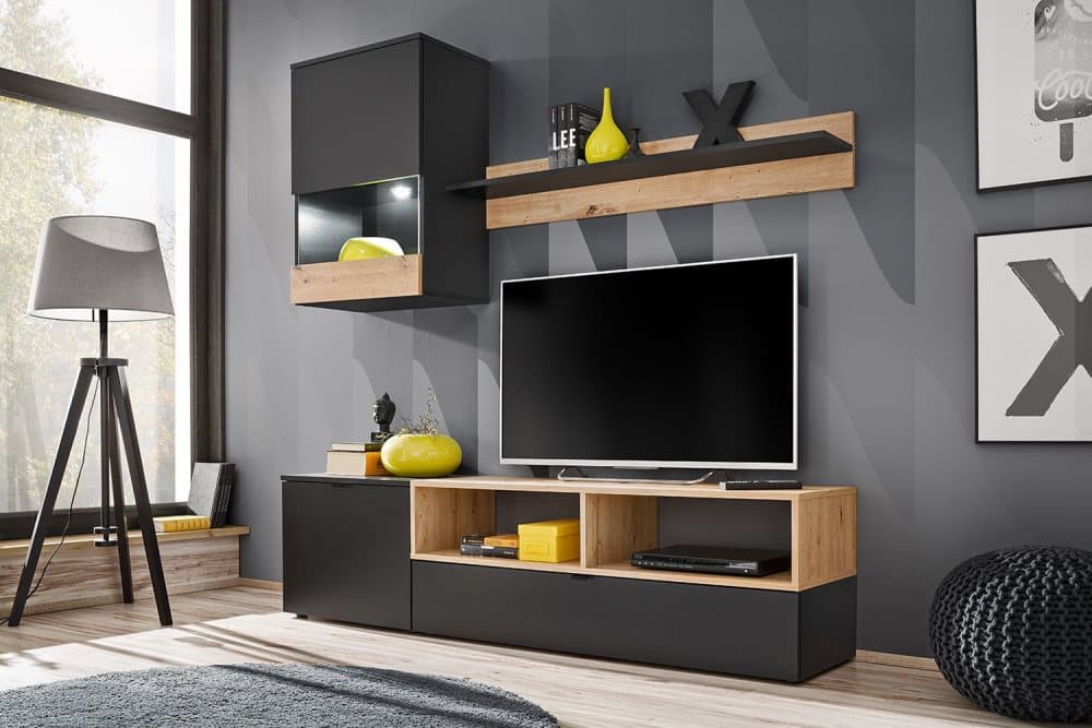 MINI TV-MÖBELSET 175 SVART/EK