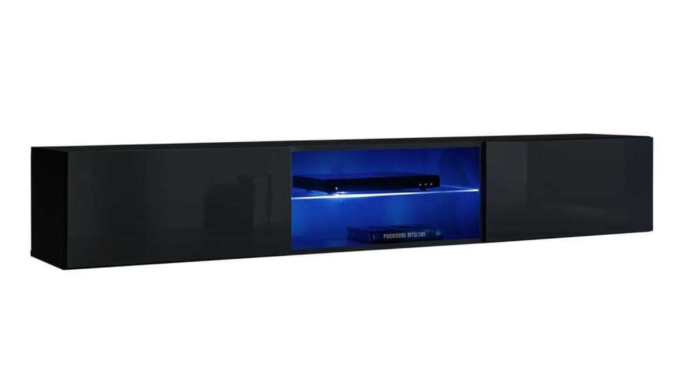 SWITCH TV-bänk 180x30x40 SVART MED LED