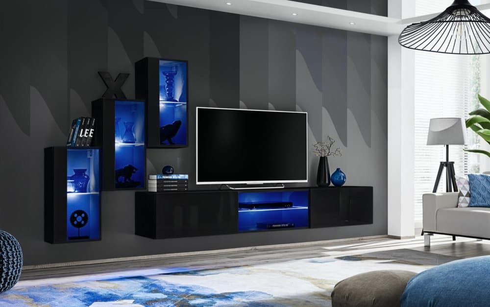 SWITCH 27 MEDIAMÖBELSET 240x176x40 SVART MED LED