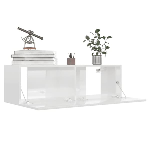 vidaXL TV-bänk vit högglans 100x30x30 cm konstruerat trä